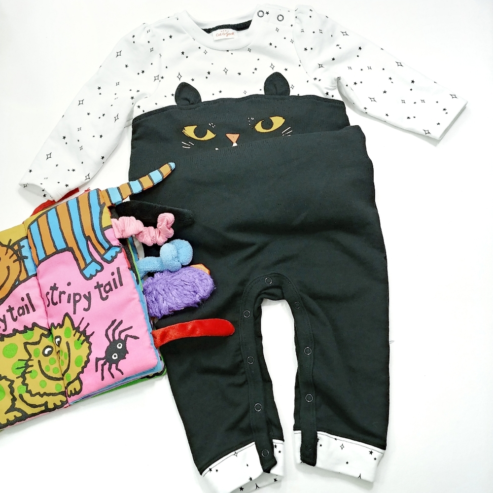 Cat & Jack Cat Ruffle Pajamas Romper Outfit 6 -9 M